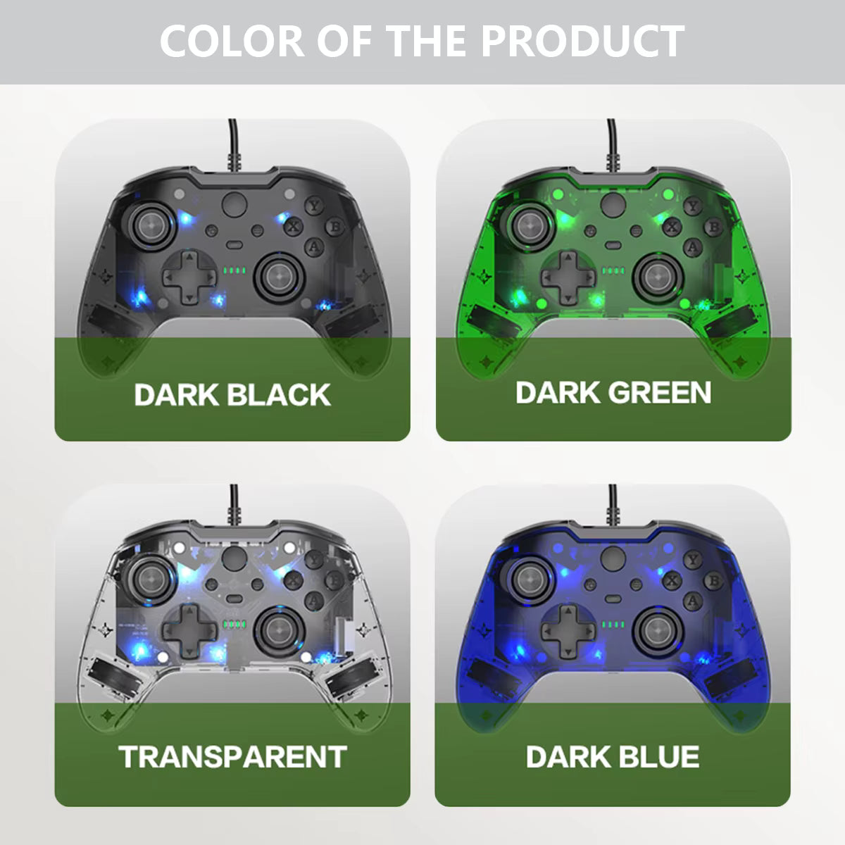 TOPWOLF Wired Game Controller for Xbox SERIES S|X TRANSPARENT COLORFUL