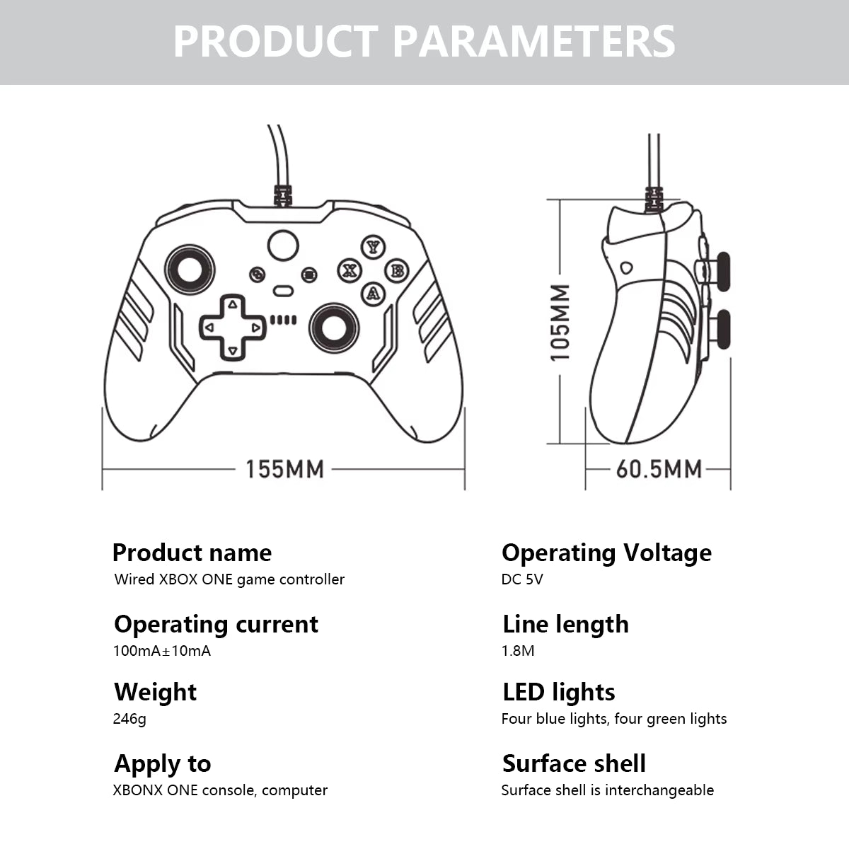 TOPWOLF Wired Game Controller for Xbox SERIES S|X TRANSPARENT COLORFUL