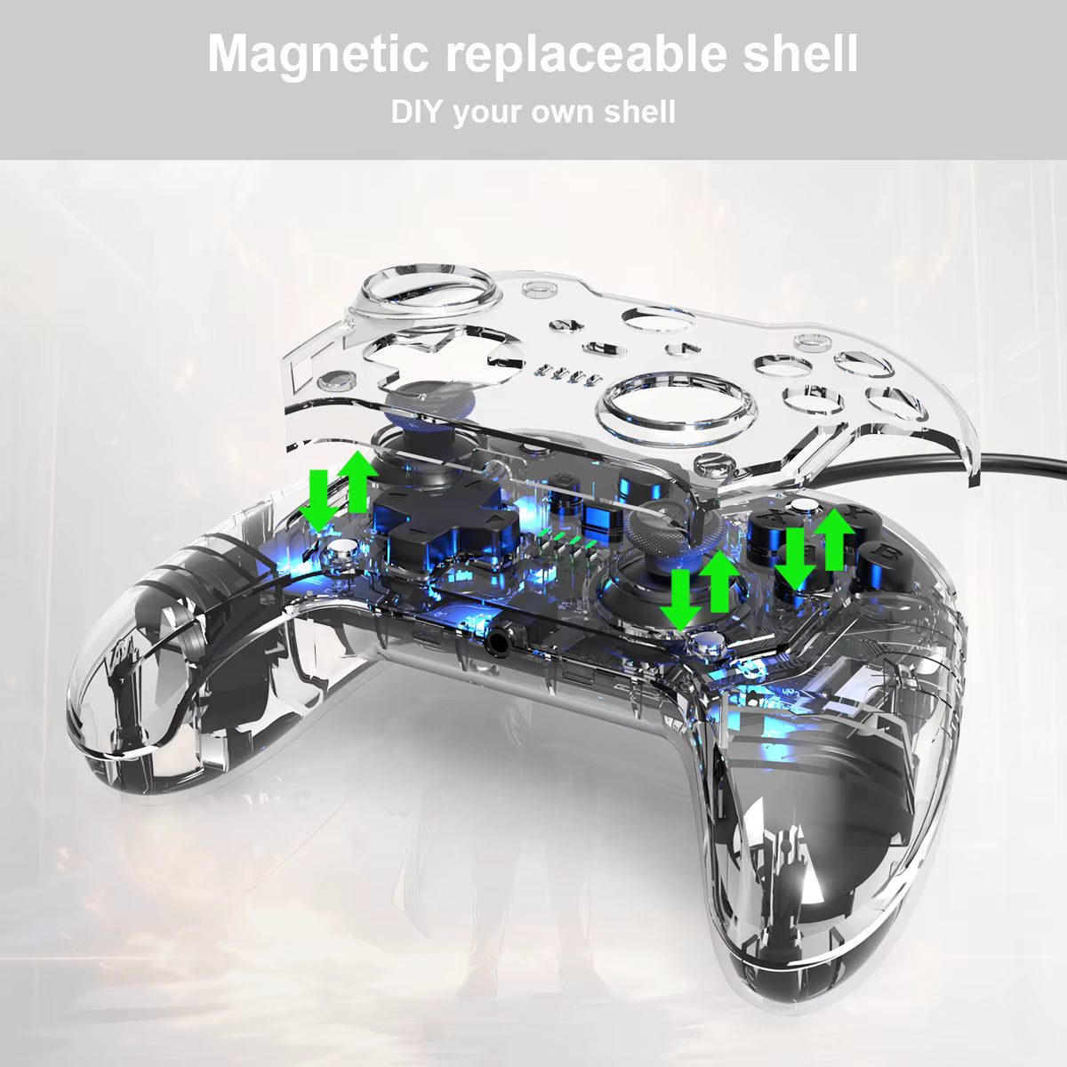 TOPWOLF Wired Game Controller for Xbox SERIES S|X TRANSPARENT COLORFUL