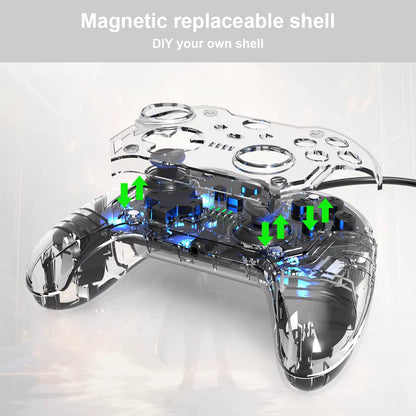 TOPWOLF Wired Game Controller for Xbox SERIES S|X TRANSPARENT COLORFUL
