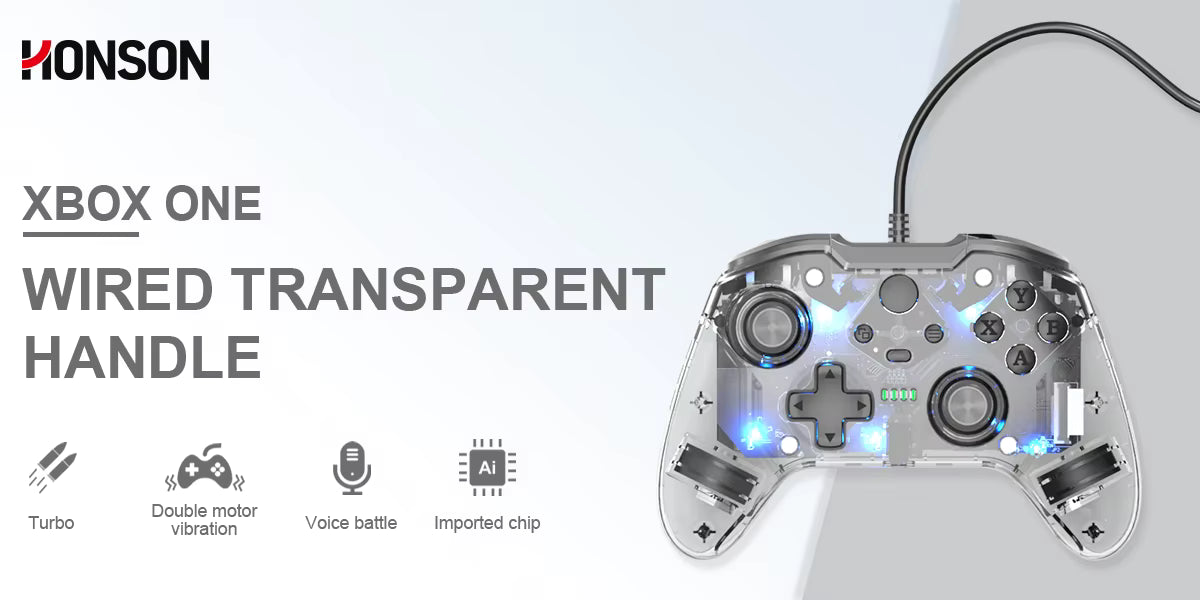 TOPWOLF Wired Game Controller for Xbox SERIES S|X TRANSPARENT COLORFUL