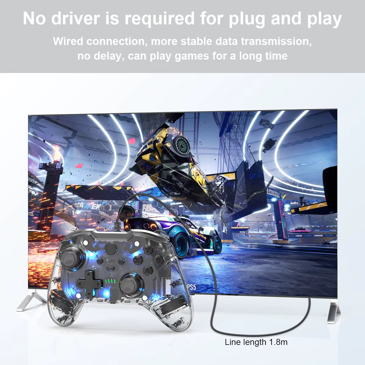 TOPWOLF Wired Game Controller for Xbox SERIES S|X TRANSPARENT COLORFUL
