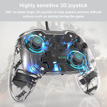 TOPWOLF Wired Game Controller for Xbox SERIES S|X TRANSPARENT COLORFUL