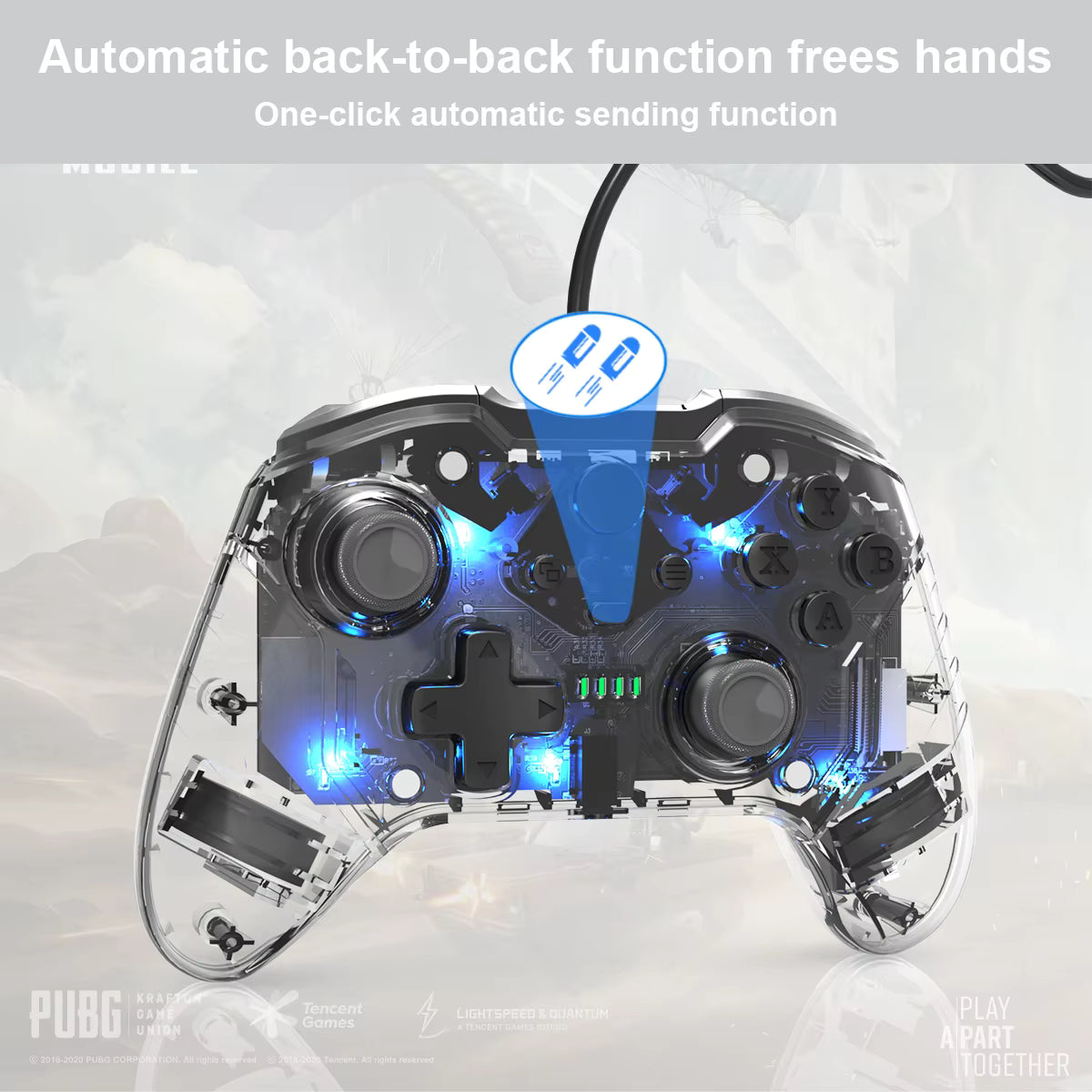 TOPWOLF Wired Game Controller for Xbox SERIES S|X TRANSPARENT COLORFUL