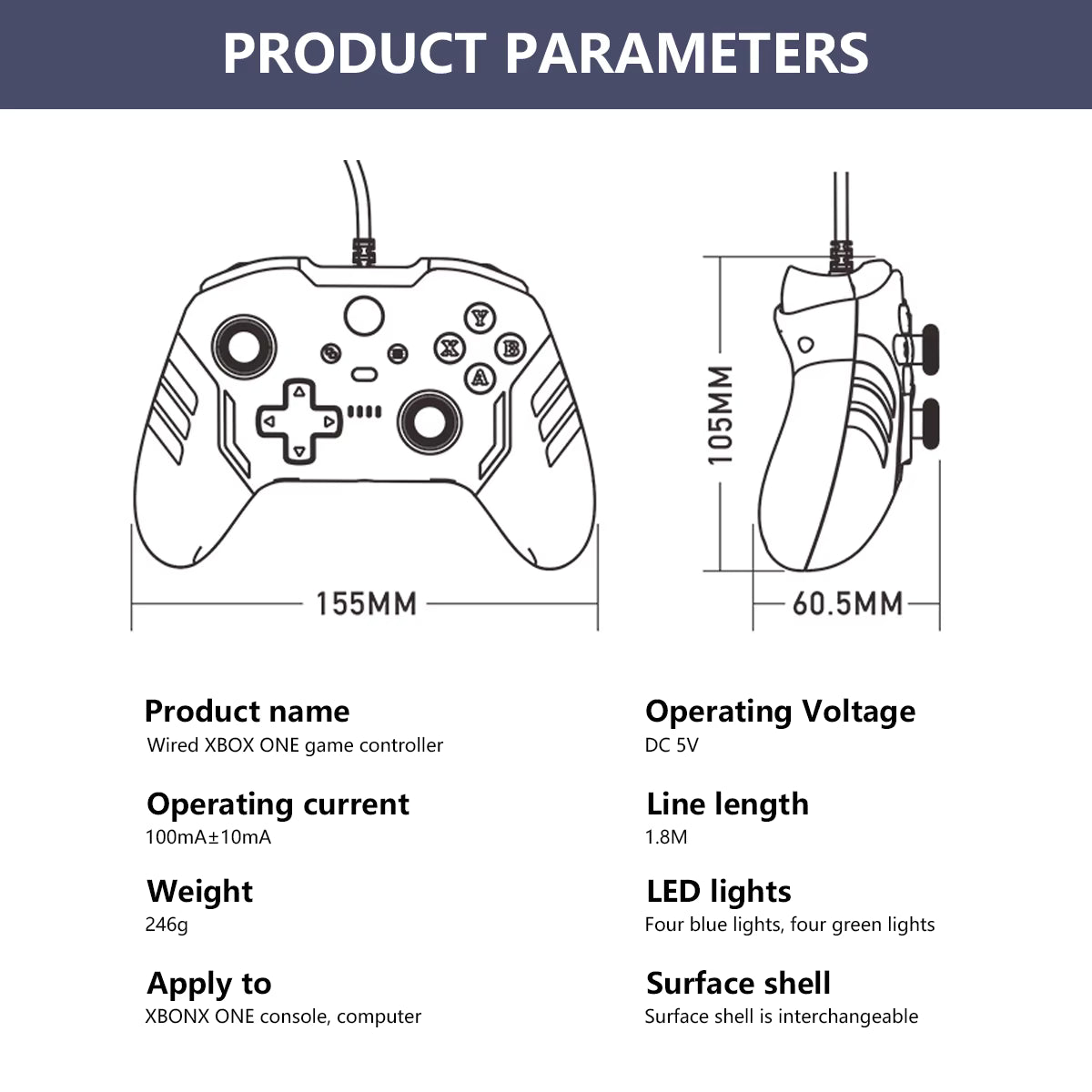 TOPWOLF Wired Game Controller for Xbox SERIES S|X